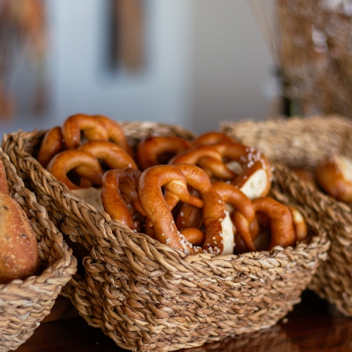 pretzels in basket