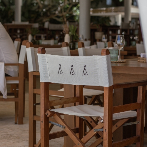 chair with nikki beach logo