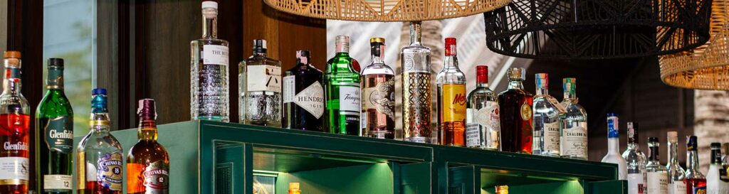 Picture of bar with various alcohols